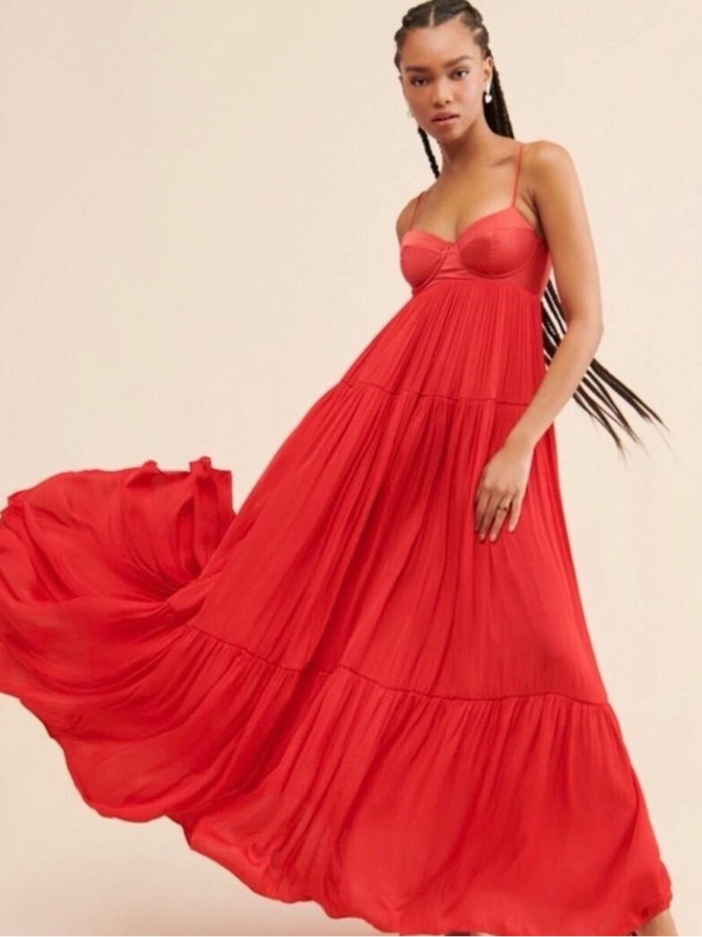 Free People Freya Bustier Maxi Dress Red Size Small